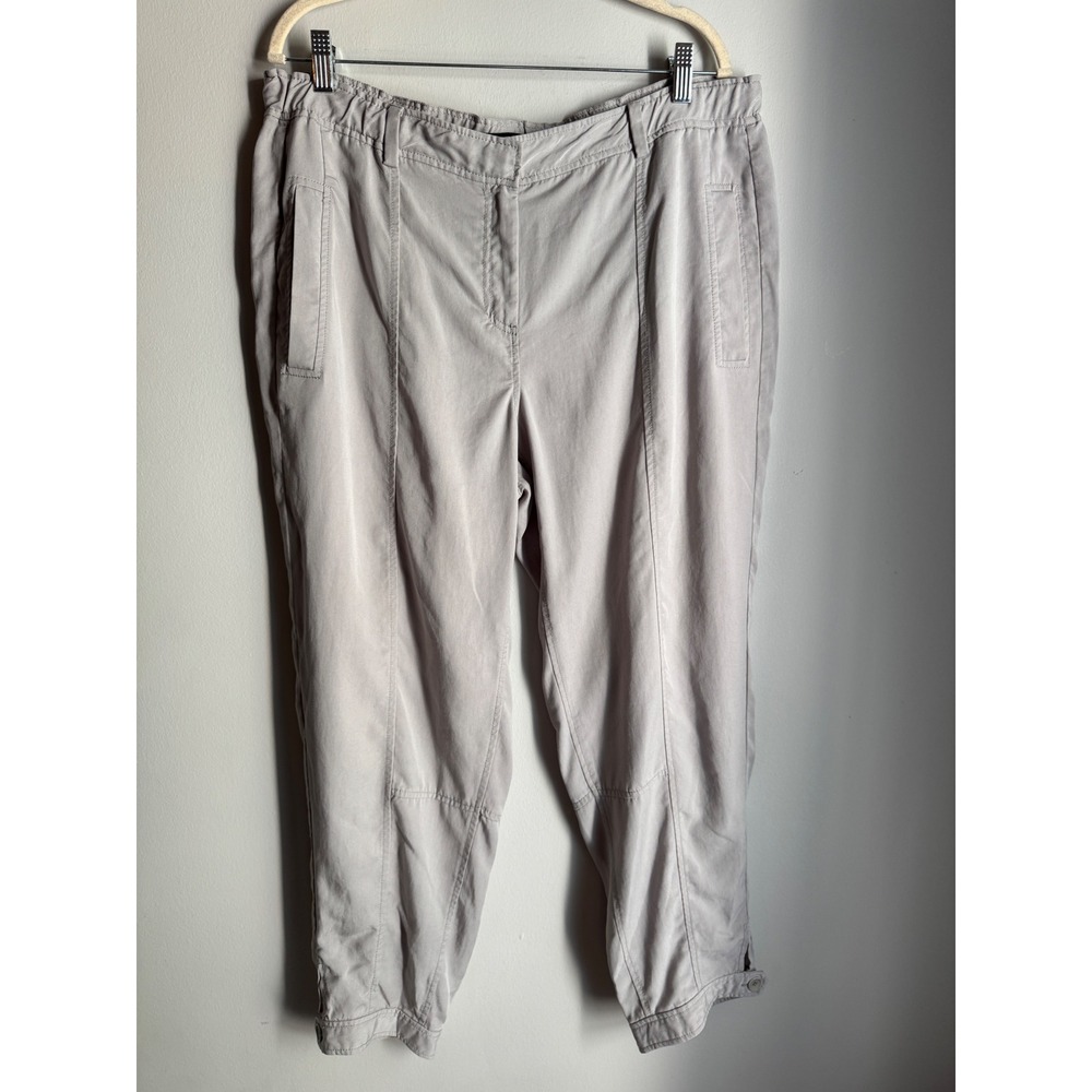 Eileen Fisher Tencel Cropped Tapered Pants Taupe Grey Large